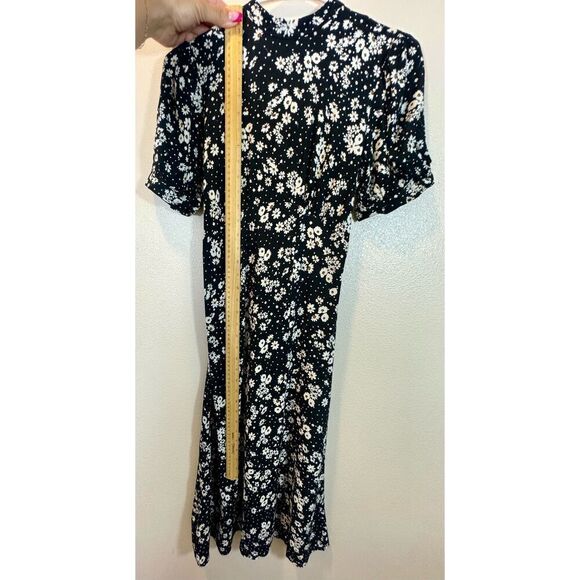 New Look Split Front Black & White Daisy Floral Midi Dress Women's Size 2 Petite - Picture 7 of 12